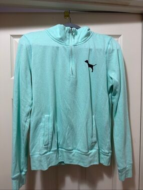 Victoria's Secret Mint Green Half-Zip Pullover with Dog Logo